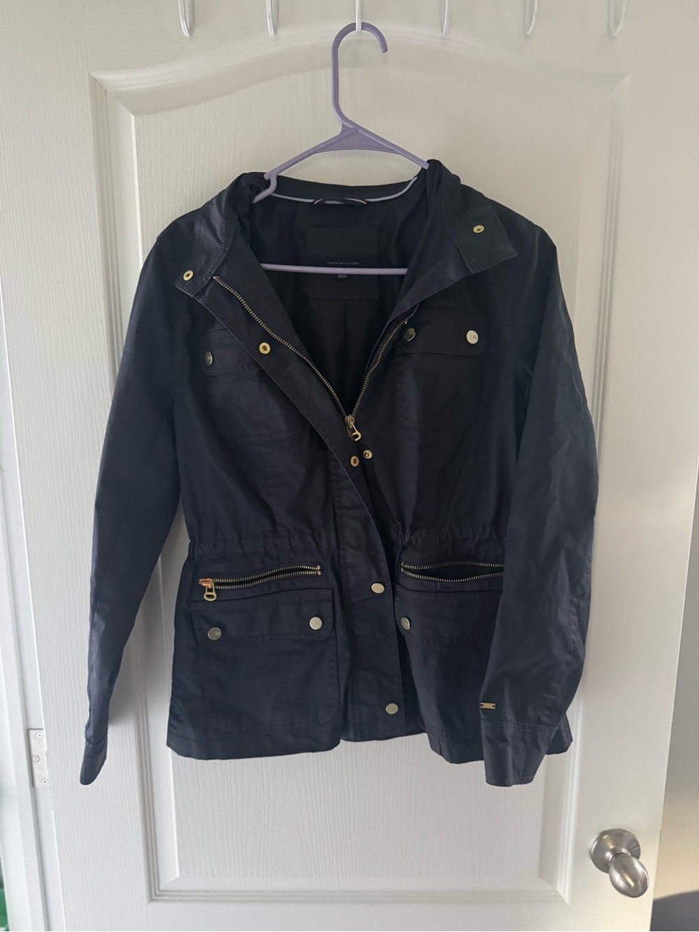 Tommy Hilfiger Navy Utility Jacket with Gold-Tone Hardware